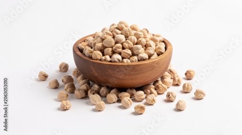 Chickpeas in a Wooden Bowl