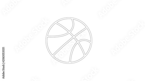 Simple Outline Graphic of a Basketball, Isolated on White Background, Sports Icon, Clean Design