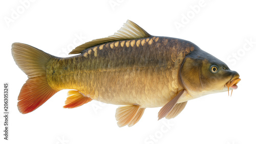фотографія Common carp fish with scales and fins, side view