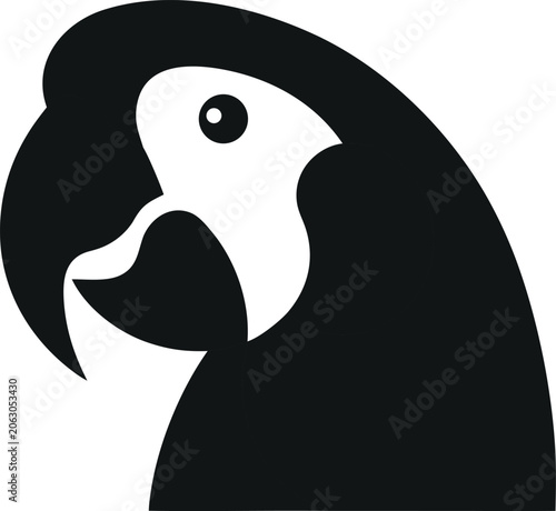 Minimalist bird head icon silhouette simple parrot design graphic with wildlife
