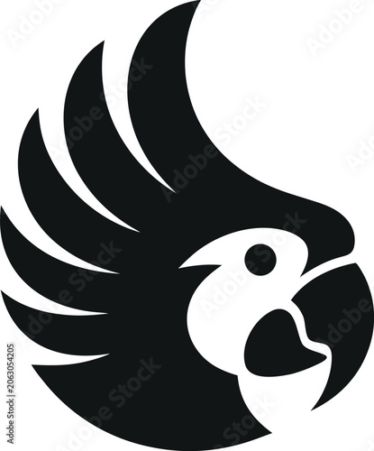 Abstract stylized cockatoo parrot head vector graphic design with cockatoo