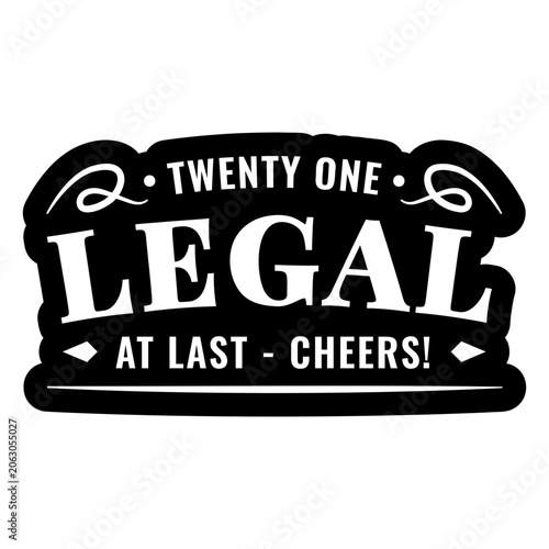 Quadro em tela Twenty-one birthday celebration typography design