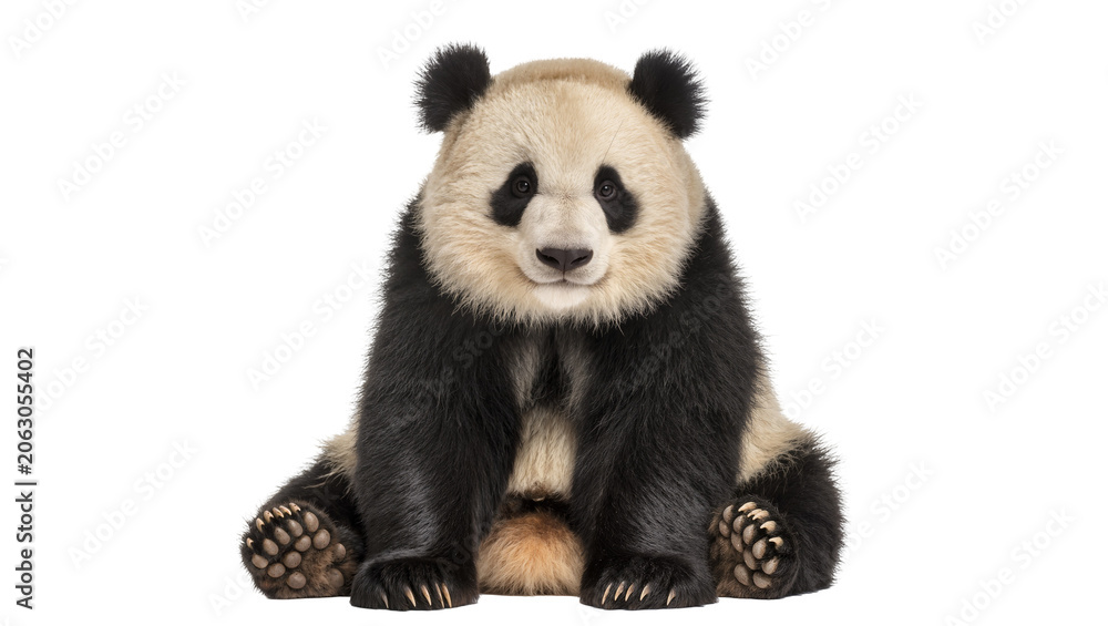 Fototapeta premium Giant panda bear sitting with black and white fur