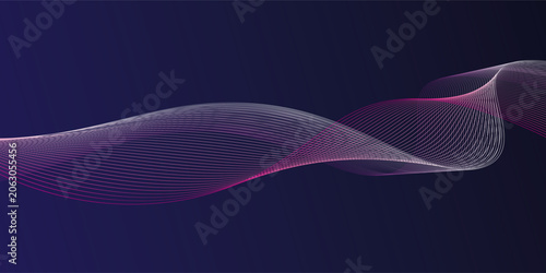 Abstract glowing wave lines on dark blue white and pink background. Dynamic wave pattern. Modern flowing wavy lines. Futuristic technology concept eps10