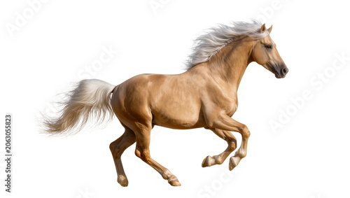 Quadro su tela Palomino horse galloping with flowing mane and tail