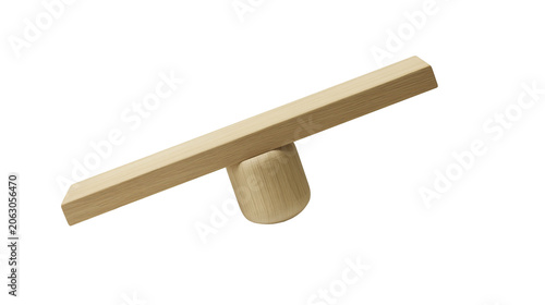 Schilderij op canvas Wooden seesaw toy with rounded fulcrum