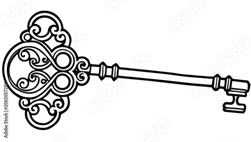 Φωτογραφία Detailed ornate key with elaborate bow and decorative metal filigree