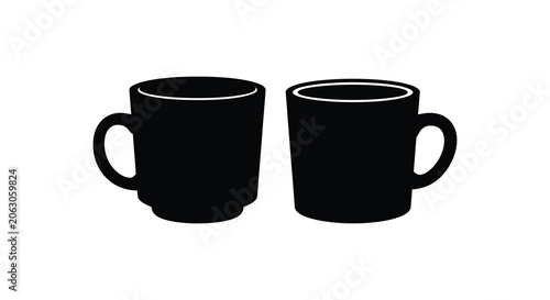 Foto Two black coffee cups side by side simple graphic silhouette