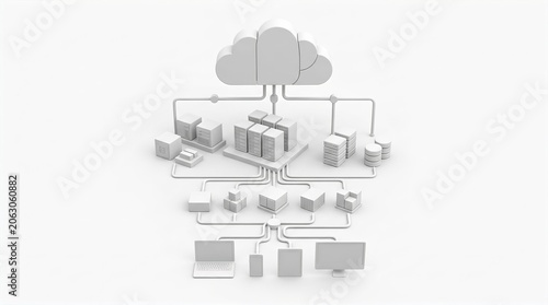 Cloud Computing Network Infrastructure Connecting Servers and Digital Devices in Modern Data Center Architecture for Global
