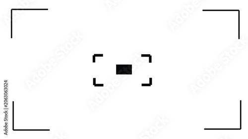 Abstract camera viewfinder vector icon with corner brackets and central focus rectangle symbolizing photography and visual framing