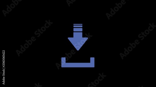 Simple blue download icon black background
