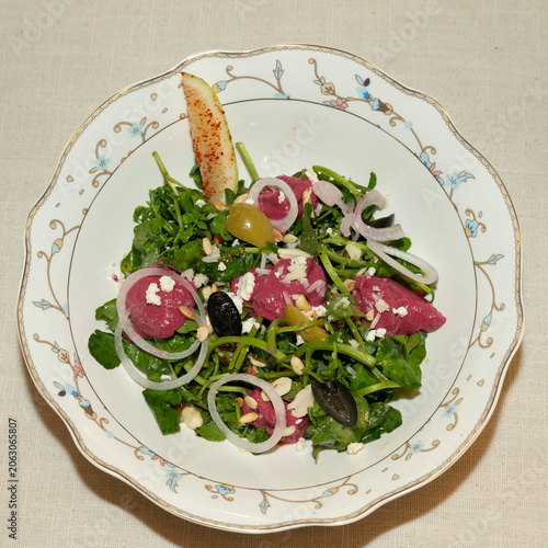 Greek salad with feta cheese and olives