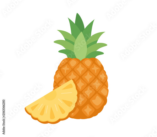 Cute Pineapple Tropical Fruit Vector Illustration