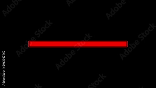Red loading progress bar animation on black background, for digital interface, status indicator