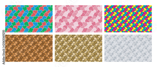 Abstract seamless background pattern set with organic shapes and dots vector illustration.