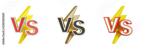 Obraz na plátne 3D illustration of VS letters with a lightning bolt symbol