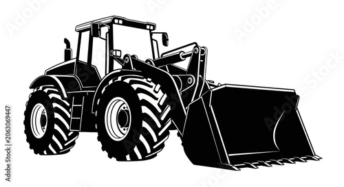 Heavy duty front loader tractor silhouette