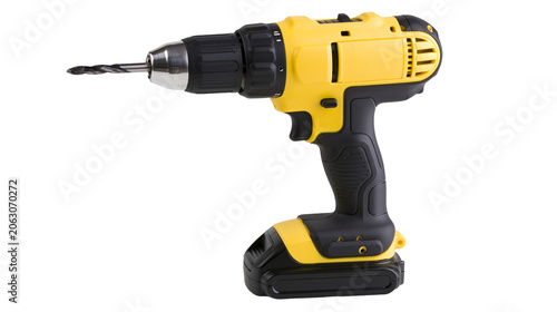 Tableau sur toile Yellow and black cordless power drill with drill bit
