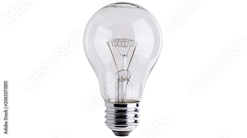 Fotografie Clear glass incandescent light bulb with metal screw base