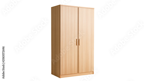 Fotografía Light wood double door wardrobe with vertical handles