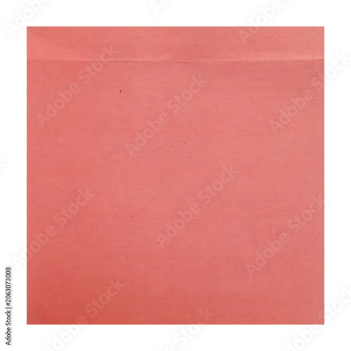 Solid pink paper texture square sheet isolated on transparent background