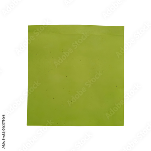 Square green sticky note paper for office memo isolated on transparent background