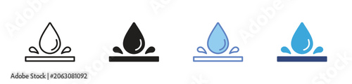 Water resistant icons set, Moisture protection symbols, Splash resistant icons, Liquid defense signs, Water protection vector icons