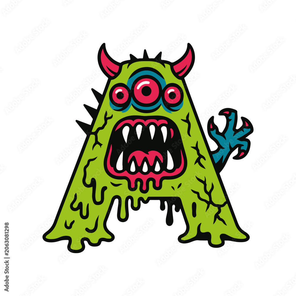 Fototapeta premium Playful monster letter a graphic