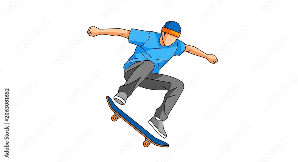 Fototapeta premium Young man in blue shirt playing tennis on court.