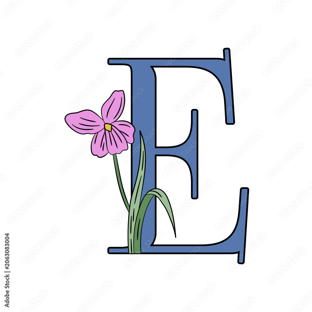 Fototapeta premium Elegant floral initial letter e design