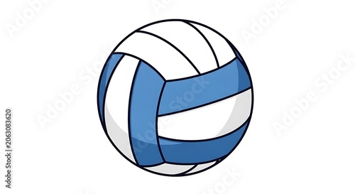 Blue and white soccer ball with black pentagon panels on white background.