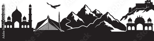 Schilderij op canvas Pakistan travel destination grand vector illustration