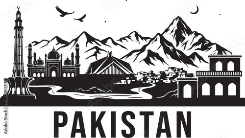 Foto Pakistan travel destination grand vector illustration