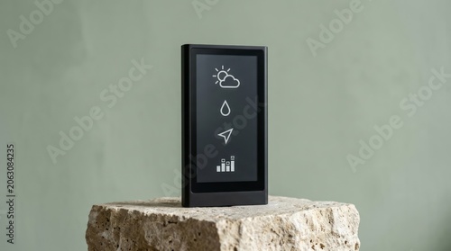 Modern Weather Display on Stone Base