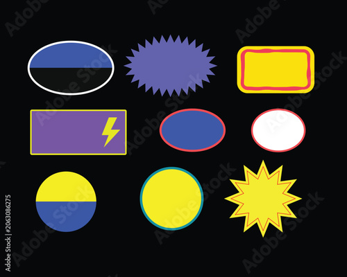 Sticker pack template groovy elements