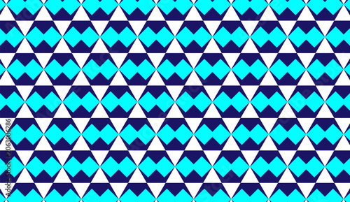 Cyan and Navy Geometric Seamless Pattern