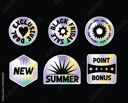 Sticker pack template groovy elements