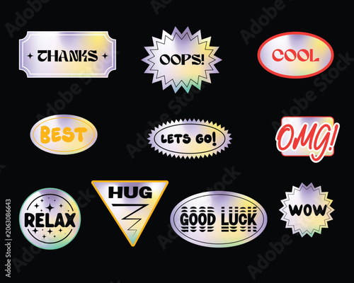 Sticker pack template groovy elements