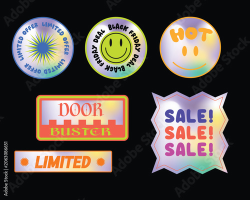 Sticker pack template groovy elements