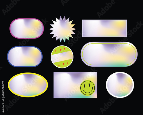 Sticker pack template groovy elements