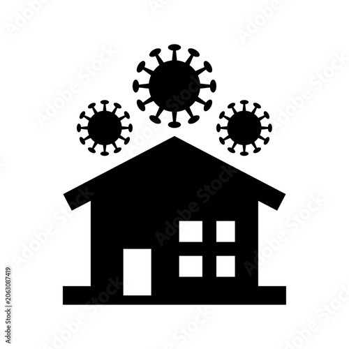 House Contamination glyph icon. House Contamination illustration.