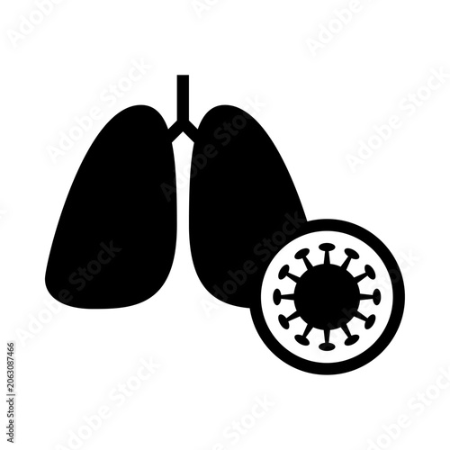 Virus on Lungs glyph icon. Virus on Lungs illustration.