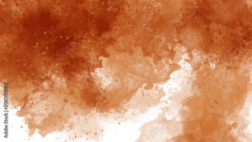 Abstract brown and terracotta watercolor texture with soft white splashes and delicate speckles.