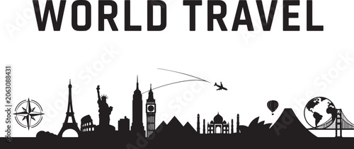 Bild auf Leinwand world travel vector Black concept