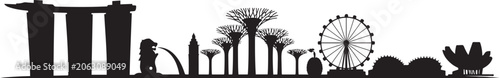 Singapore landmark concept vector. Vector Black silhouettes illustration