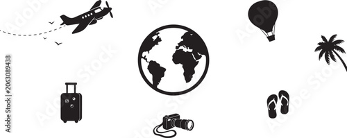 Schilderij op canvas world travel vector pink concept