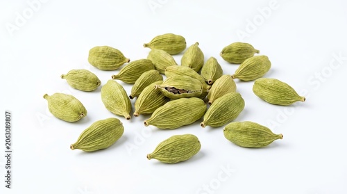 cardamom pods isolated on white