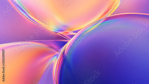 Business Intro Screen with Iridescent Liquid Glass Abstract Background and Pastel Rainbow Bubbles