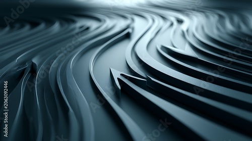 Abstract flowing wave arrow composition representing direction and progress