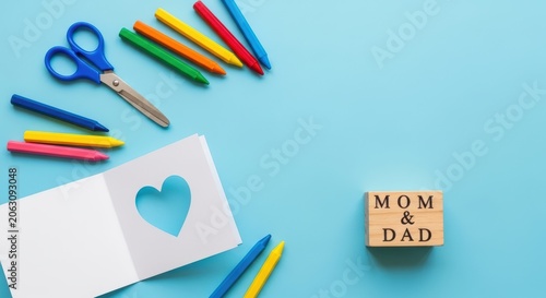 Colorful crafting supplies for family love.